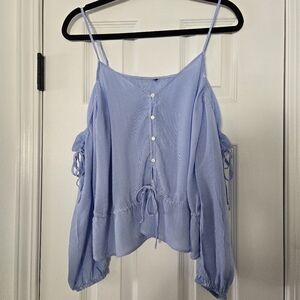 H&M Relaxed Blue Buttoned Blouse